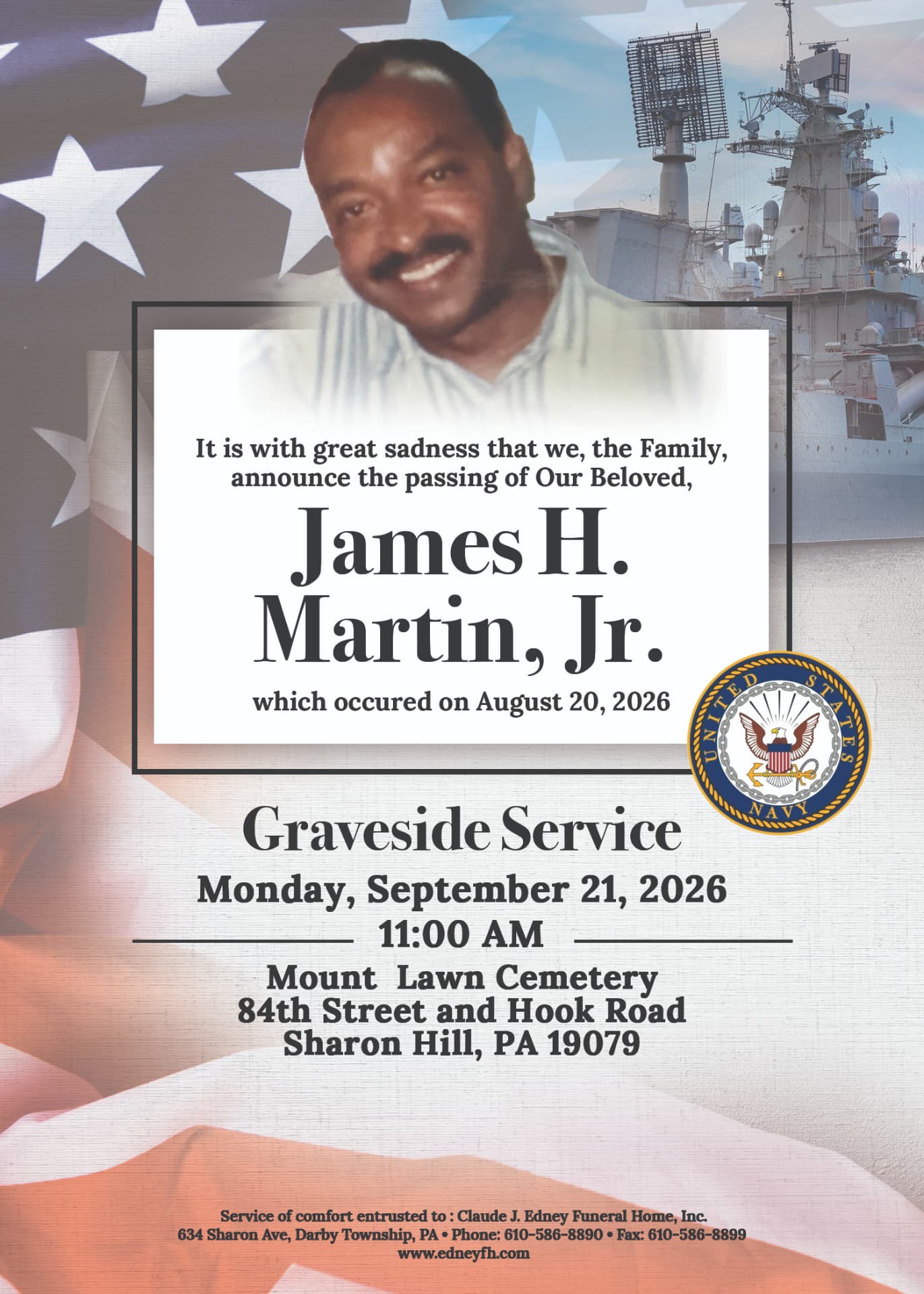 Memorial announcement for James H. Martin Jr.